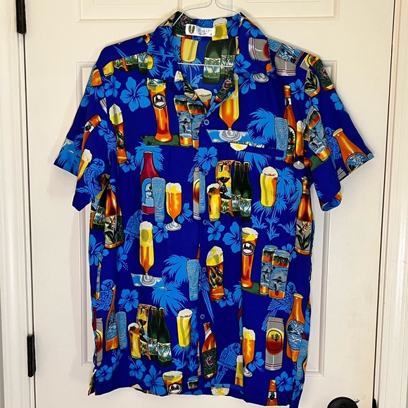 V.H.O. Hawaiian Blue beer short sleeve shirt size Large - Picture 1 of 7